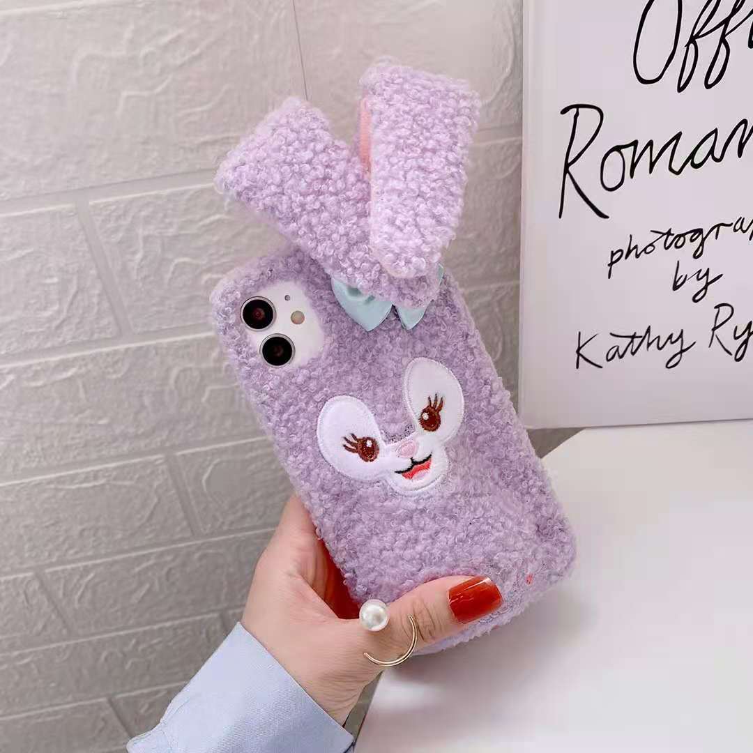 Rabbit moving ears plush phone case