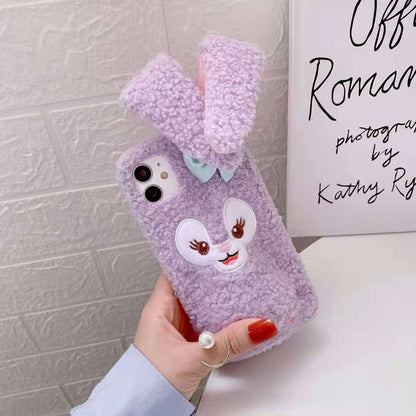 Rabbit moving ears plush phone case