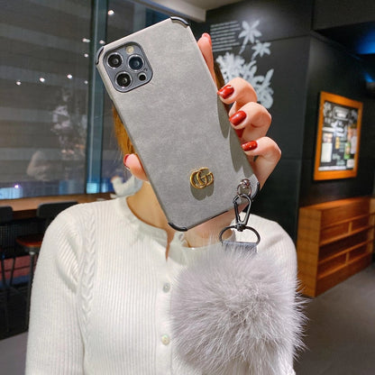 Frosted flannel fur ball phone case