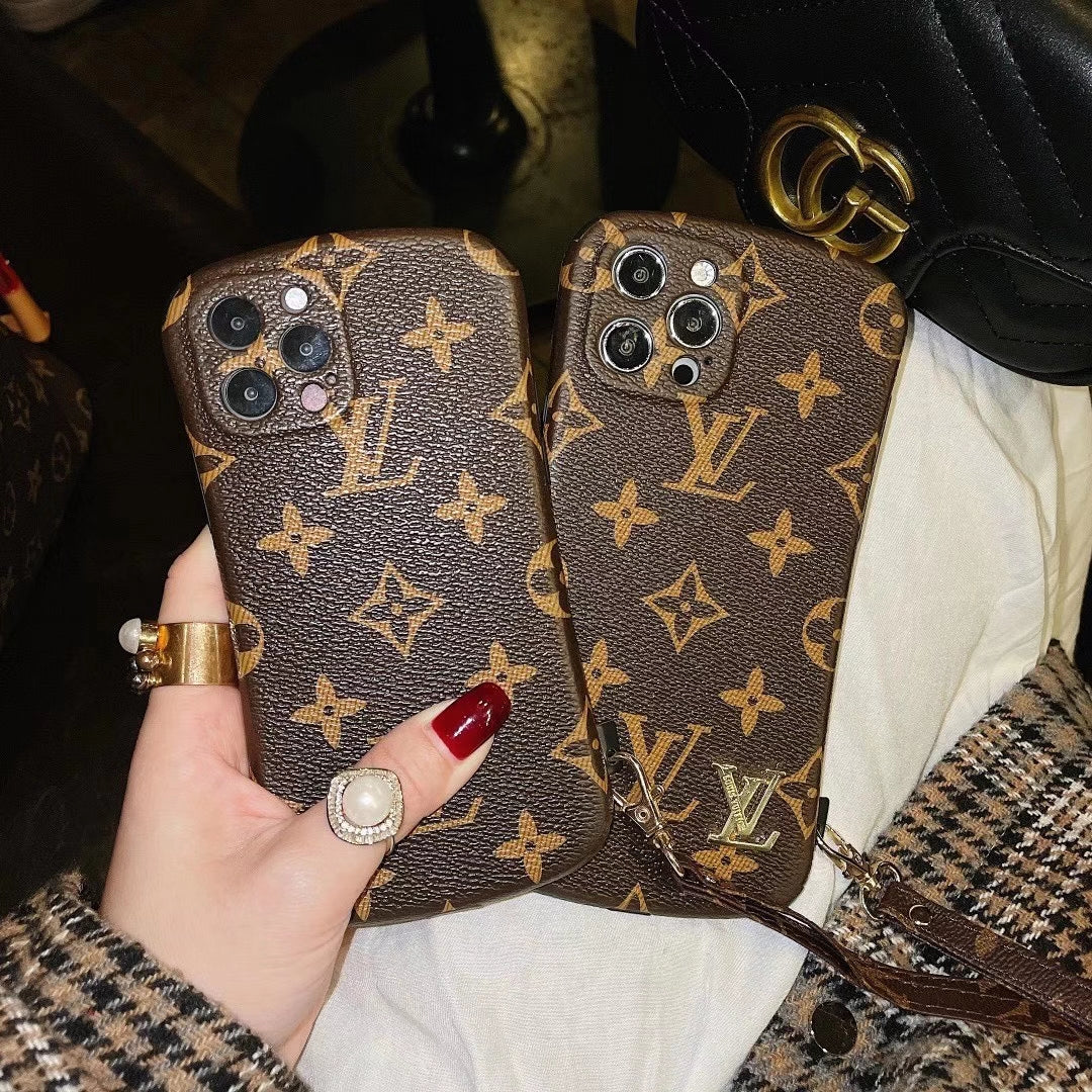 Retro letter lanyard phone case