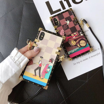 Luxury square lanyard phone case
