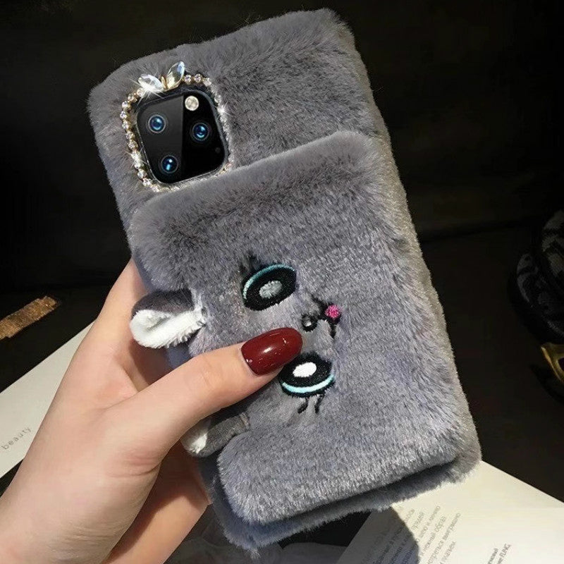 Cat gloves plush phone case