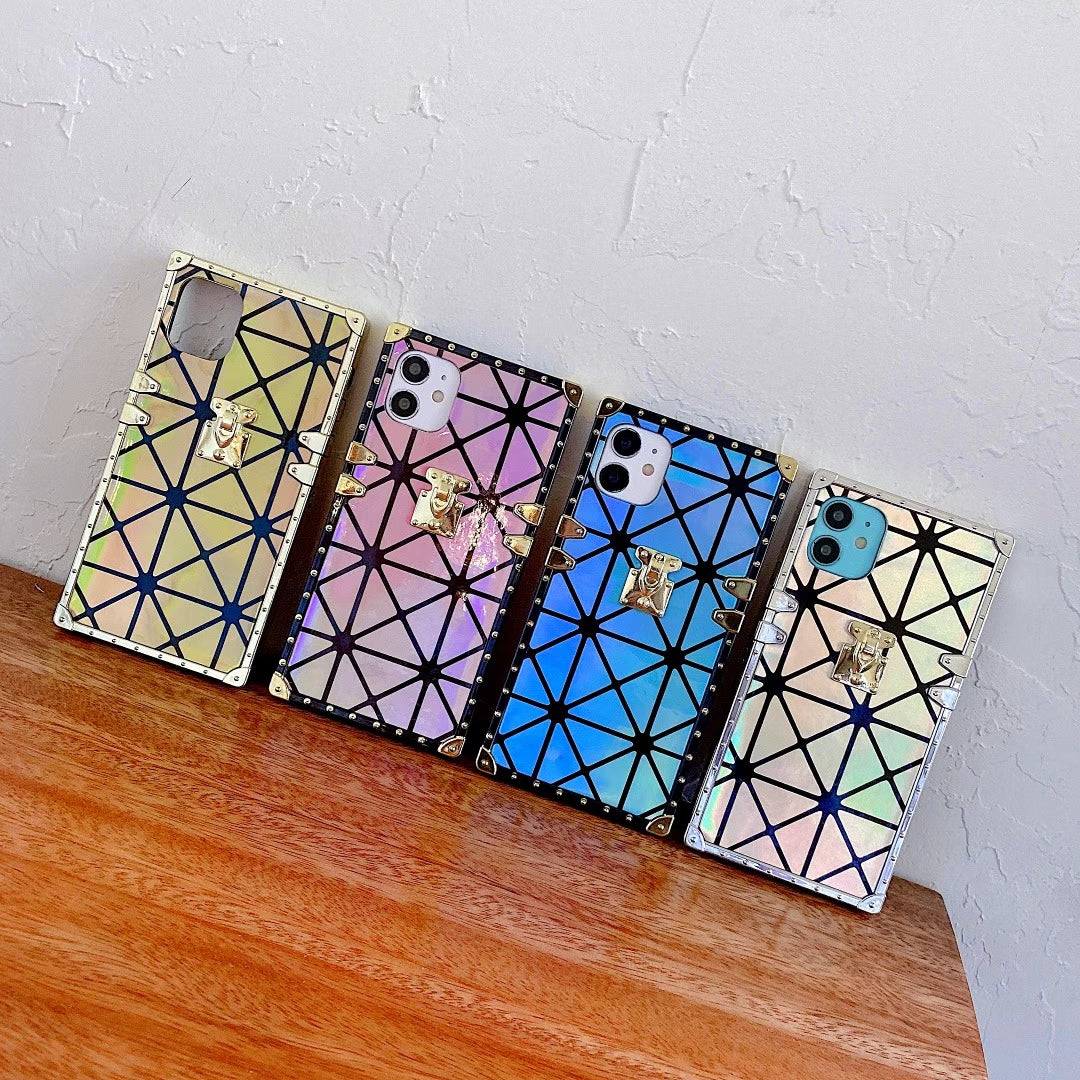 Luxury rhombic laser phone case