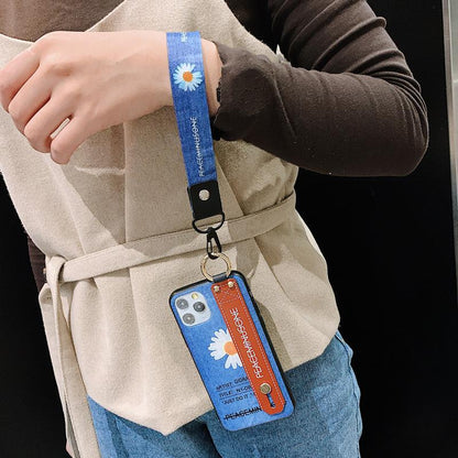 Small Daisy  Denim Wristband Phone Case - LVCASE