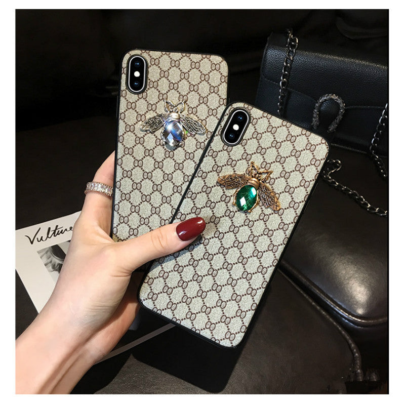 Rhinestone bee lanyard phone case