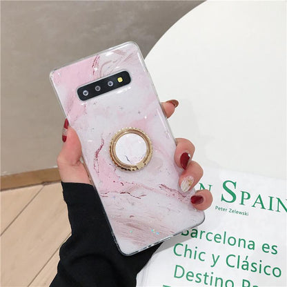 Gold Leaf Marble Bracket Soft Phone Case - LVCASE