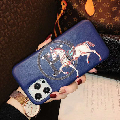 Leather crystal phone case