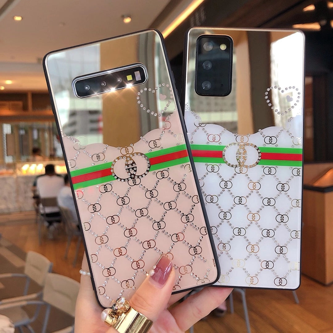 Rhinestone makeup mirror phone case for samsung