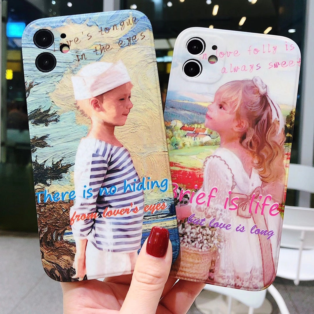 Personalized oil painting couple phone case