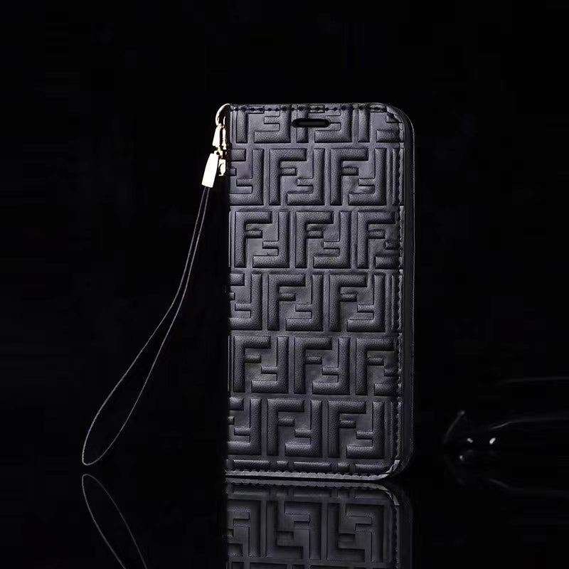 Leather card holder lanyard phone case