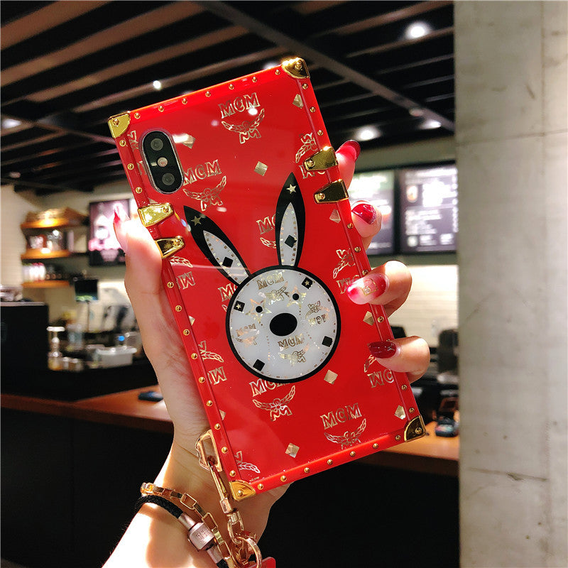 Luxury rabbit square phone case for iPhone
