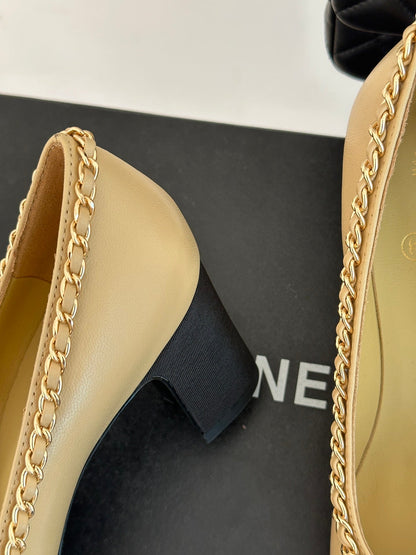 2023 CC Chain Double C Chunky Heel Shoes -S44