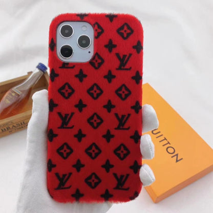 Fashion plush letter phone case