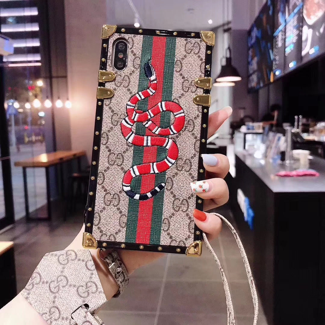 Embroidery lanyard square phone case