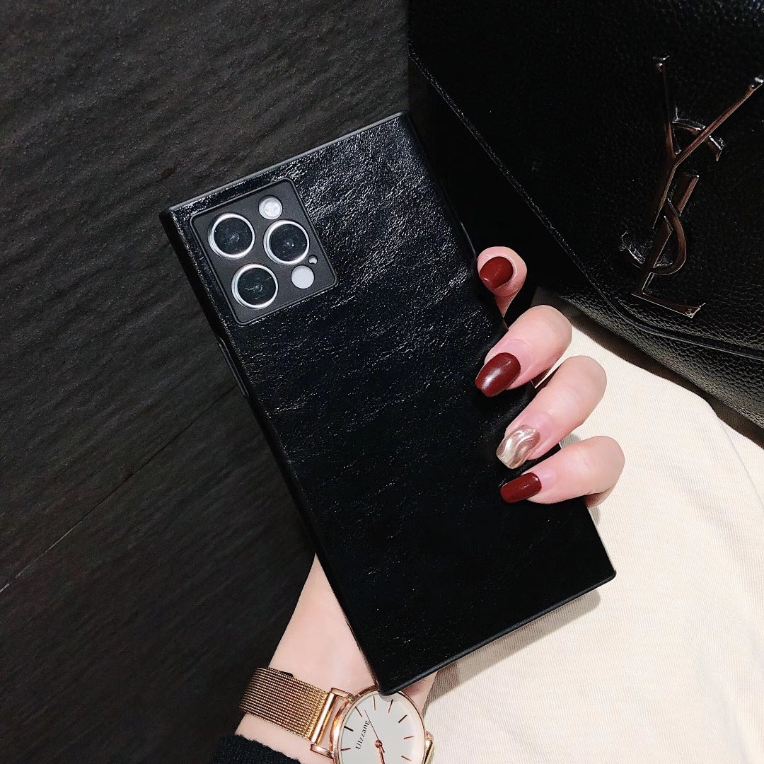 High-end leather simple square phone case