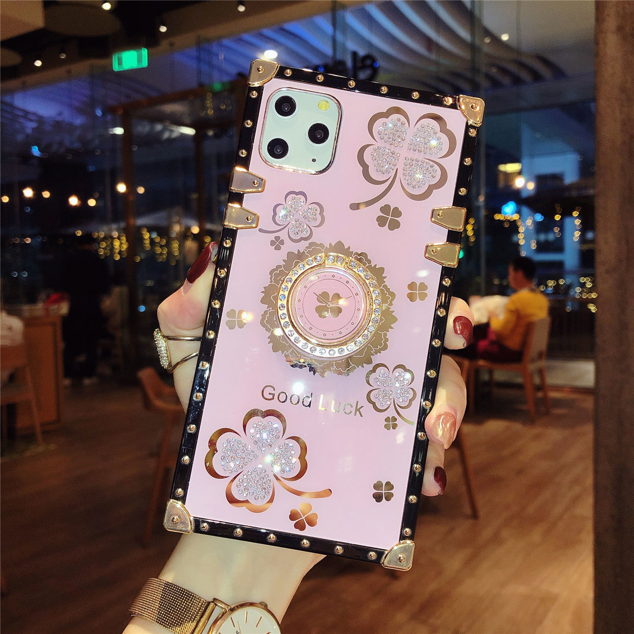 Rhinestone Bracket Square Phone Case