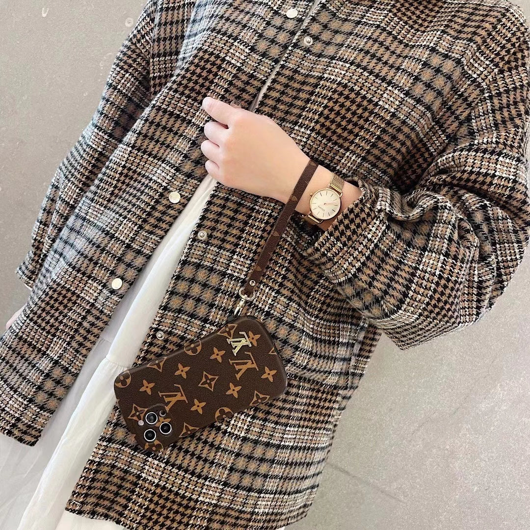 Retro letter lanyard phone case