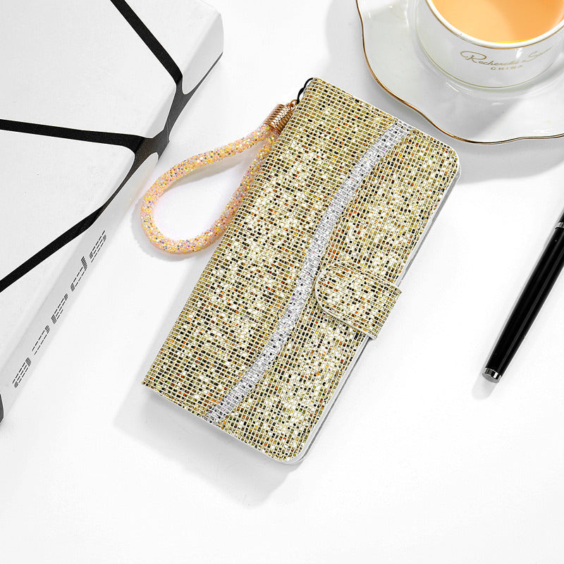 Shiny wallet lanyard phone case