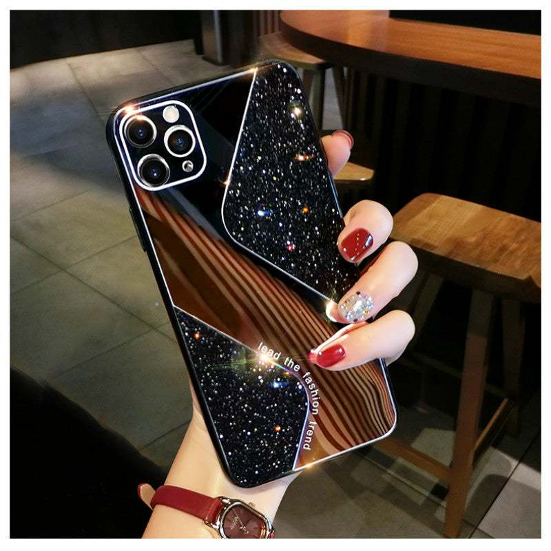 Glitter makeup mirror phone case