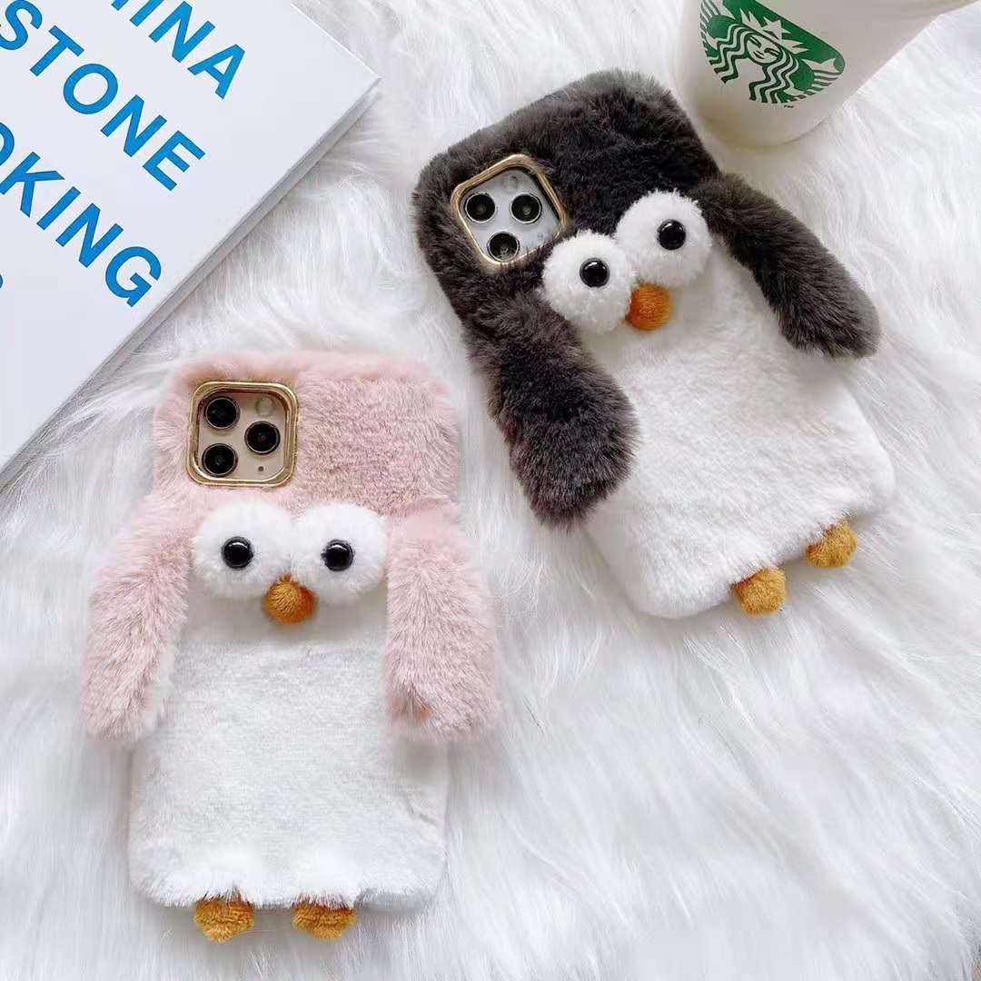 Cartoon penguin plush phone case