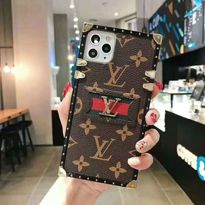 Leather stitching lanyard phone case for iPhone