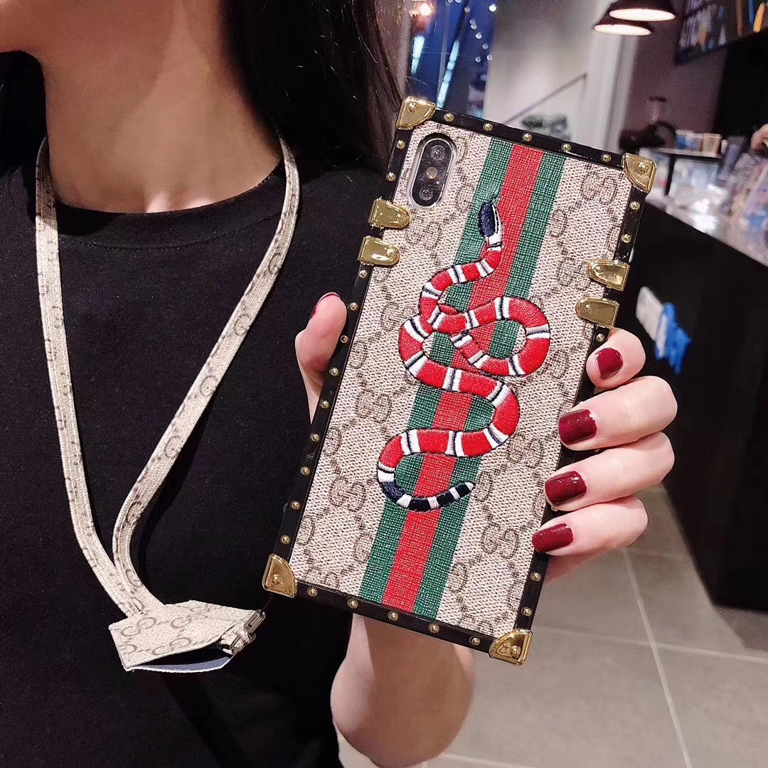 Embroidery lanyard square phone case