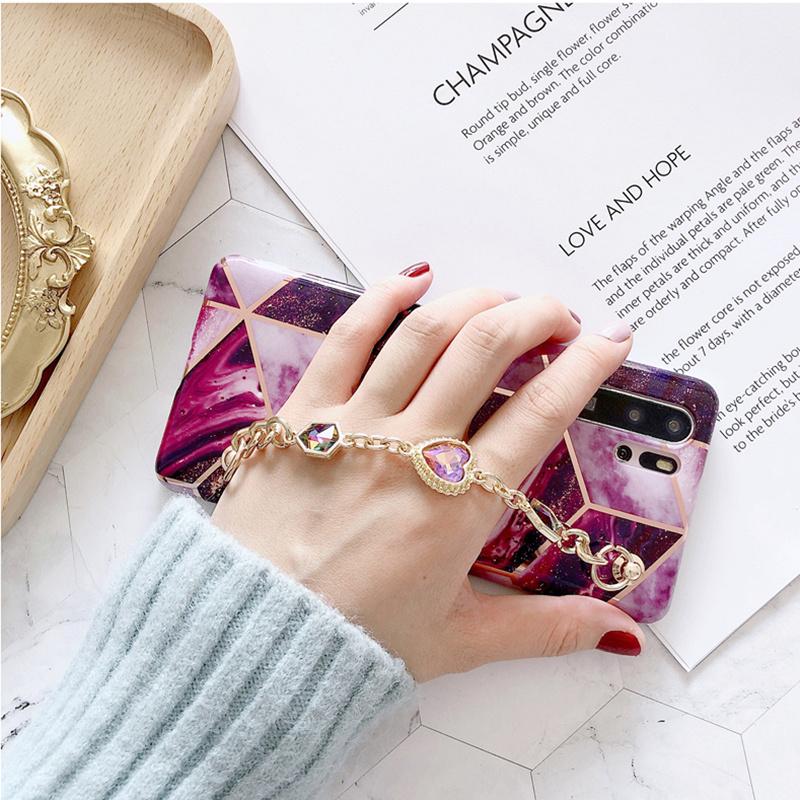 Marble gem chain phone case - LVCASE