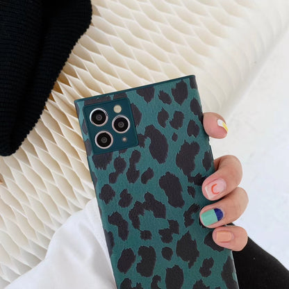 Leather Leopard Square Phone Case