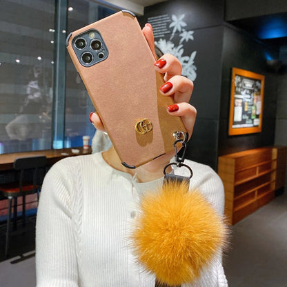 Frosted flannel fur ball phone case