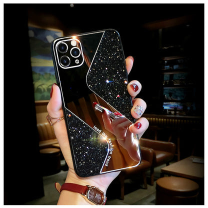 Glitter makeup mirror phone case