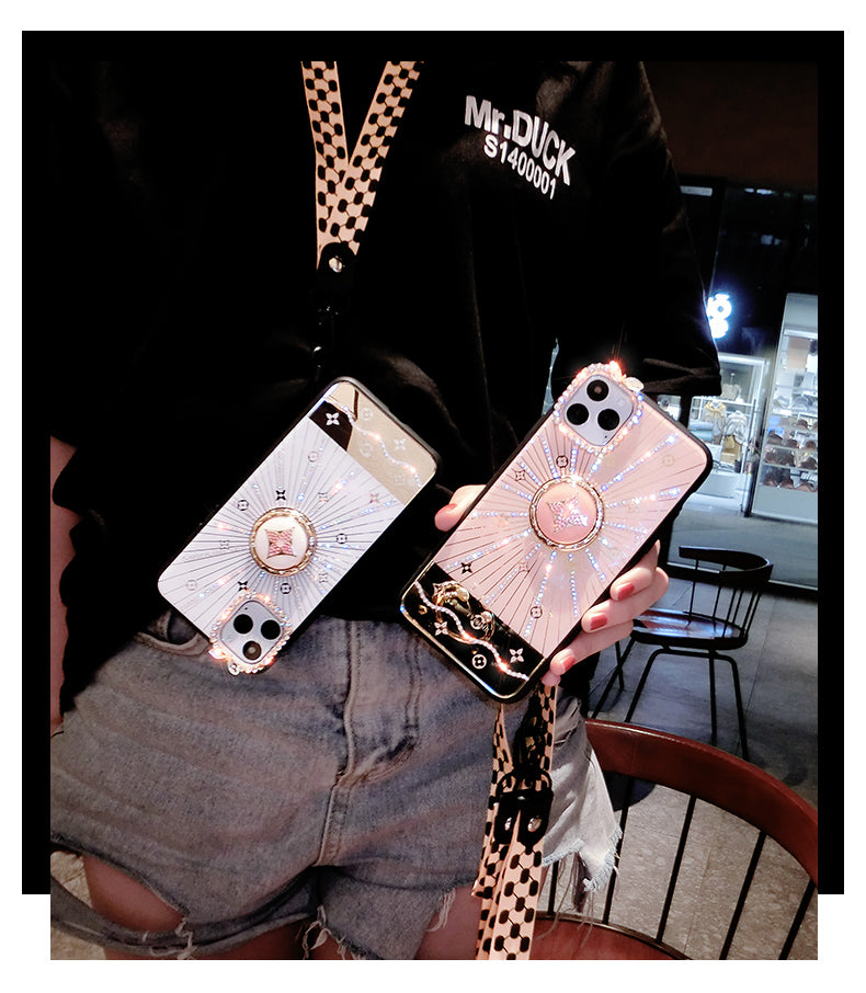 Diamond makeup mirror phone case for huawei