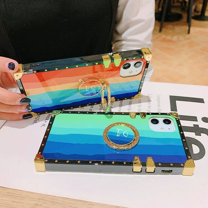 Rainbow smiley square phone case for iphone