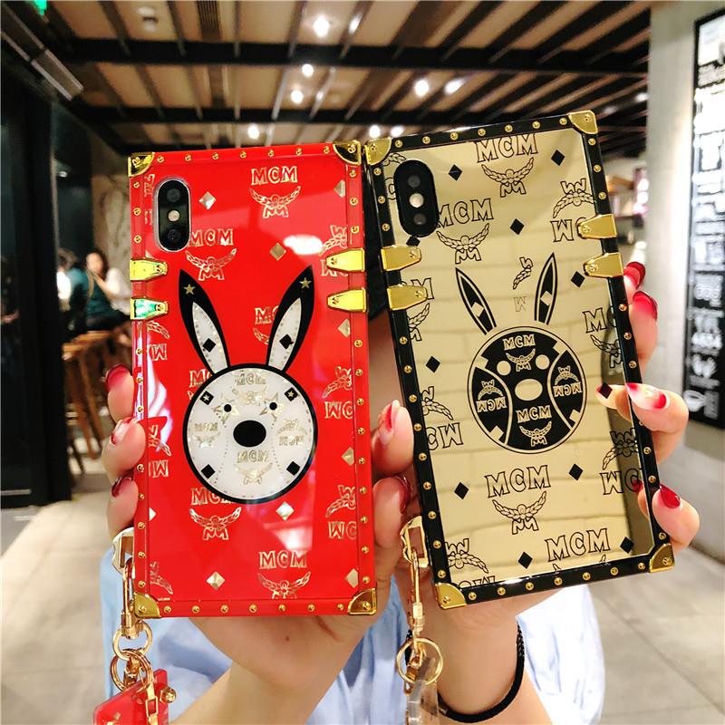 Luxury rabbit square phone case for iPhone