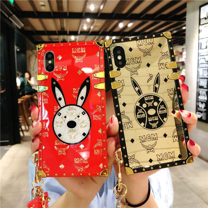 Luxury rabbit square phone case for iPhone
