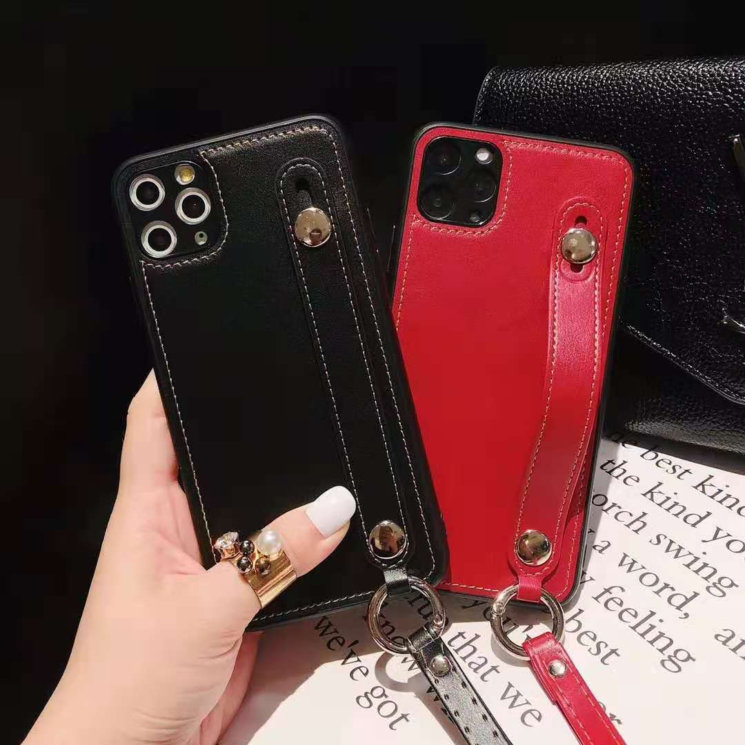 Leather wristband lanyard phone case