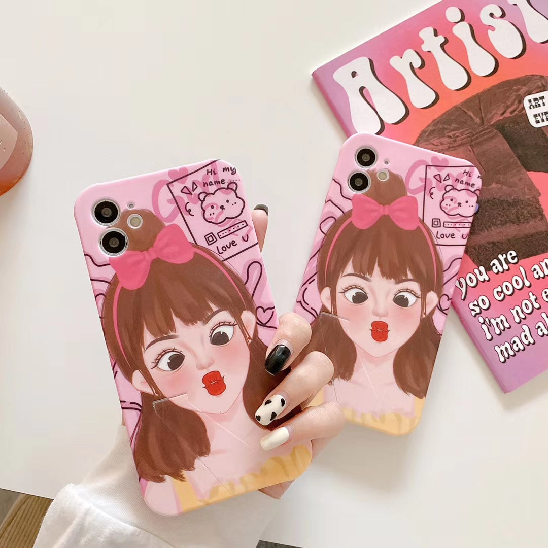 Cute girl invisible bracket phone case