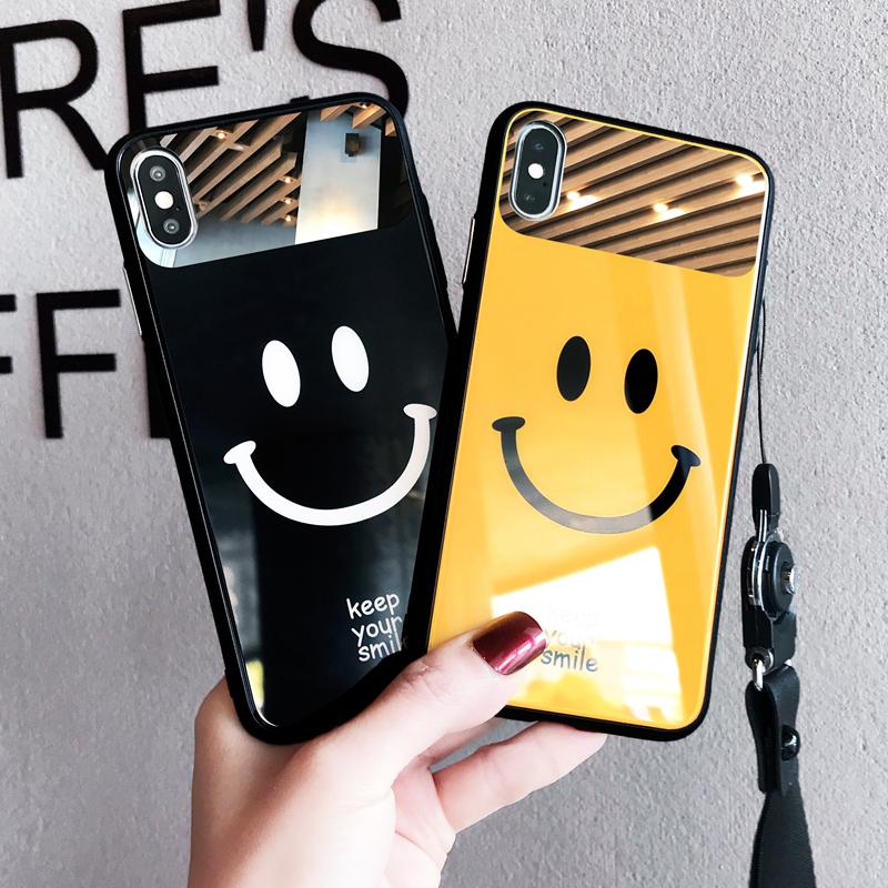 Cute Smiley Printed Tempered Glass Case - LVCASE