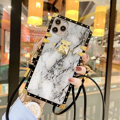 Marble square lanyard phone case for iphone