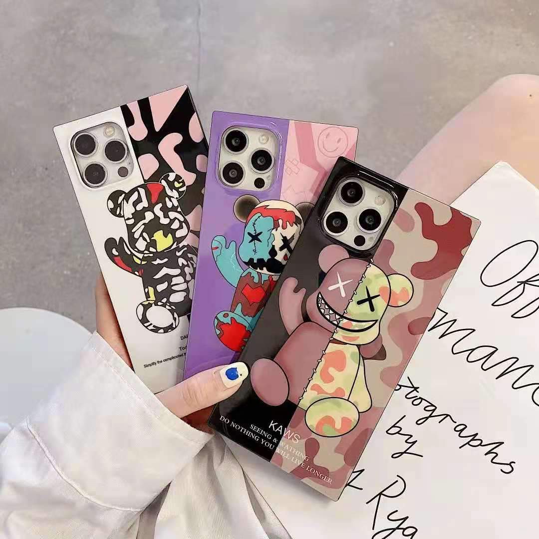 Glossy Violent Bear Square Phone Case For iphone