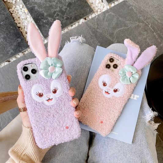 Cute rabbit plush phone case