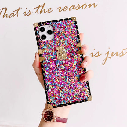 shiny sequined square phone case for samsung