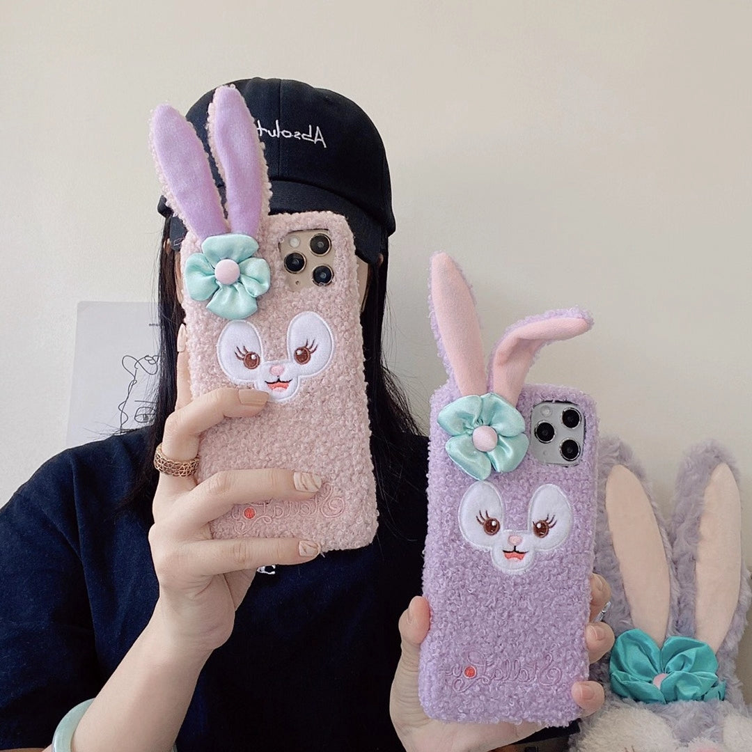 Cute rabbit plush phone case