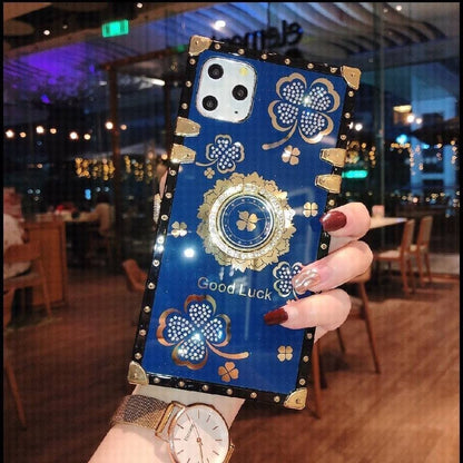 Rhinestone Bracket Square Phone Case