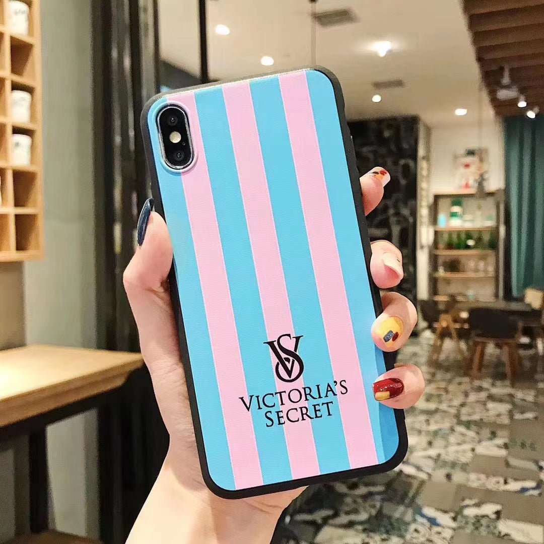 Fashion matte black striped phone case