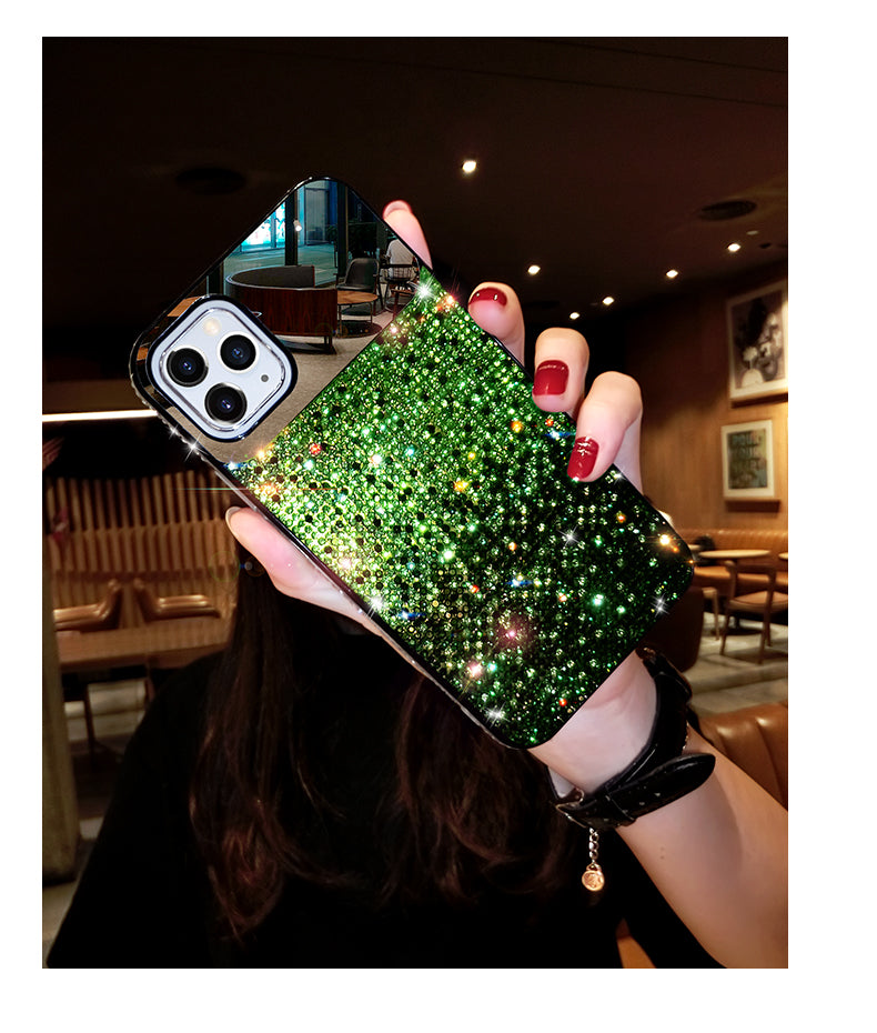 Gradient rhinestone mirror phone case