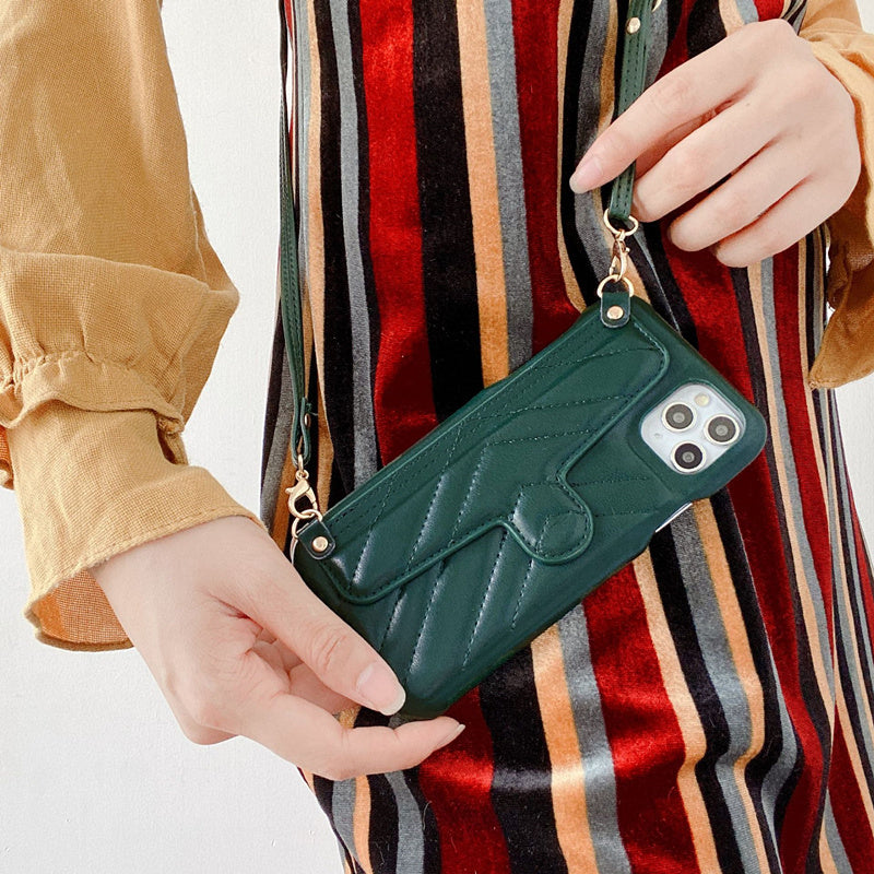 High-end leather hanging bag phone case