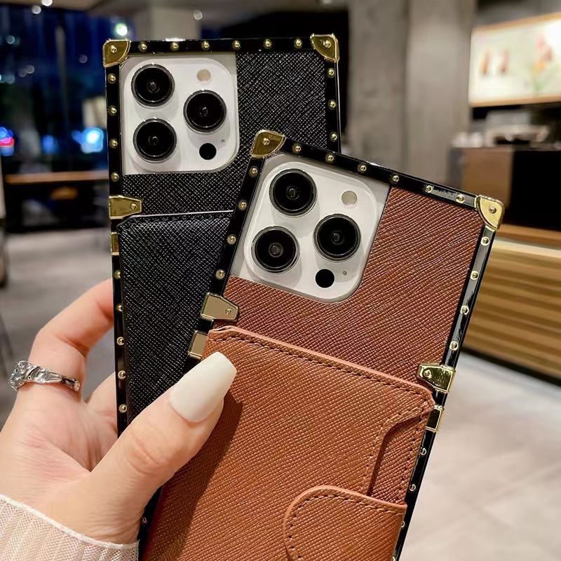 Luxury   leather card  Square   phone case For Samsung