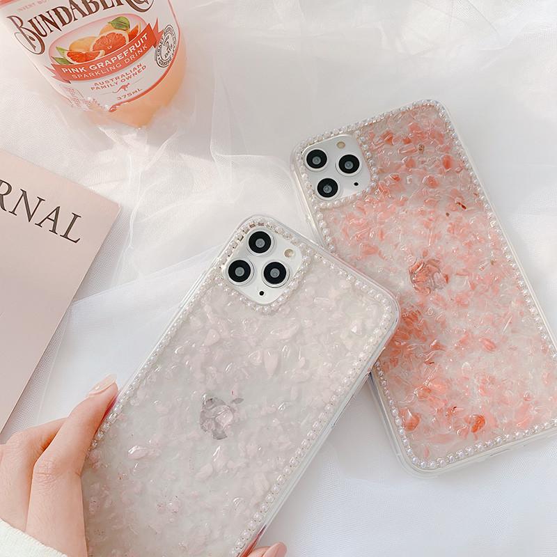 Glitter Pink Petal Clear Phone Case