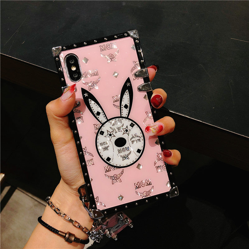 Luxury rabbit square phone case for iPhone