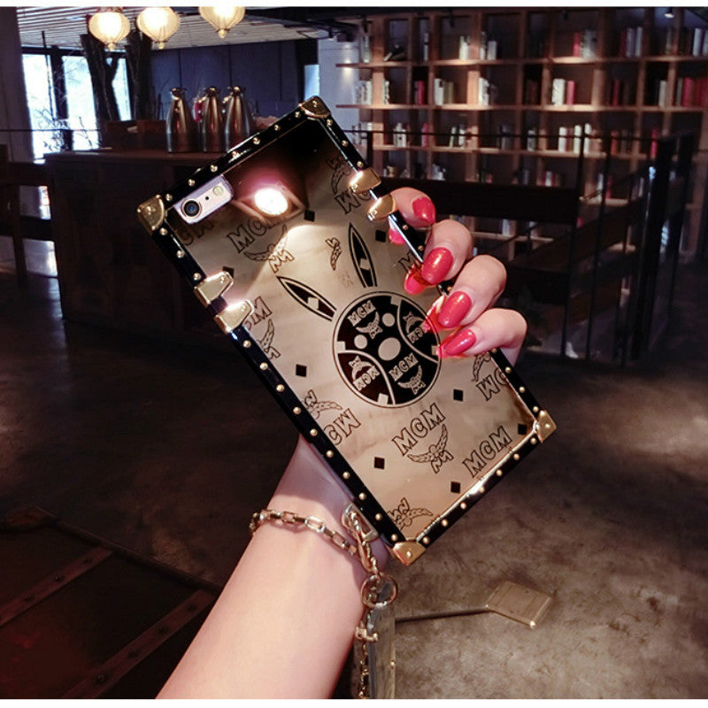 Luxury rabbit square phone case for iPhone